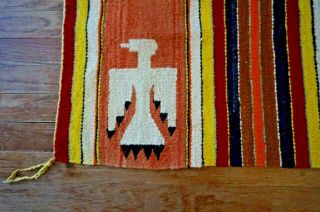 Antique Navajo Rug Thunderbird Saddle Blanket Native American Indian Weaving 9