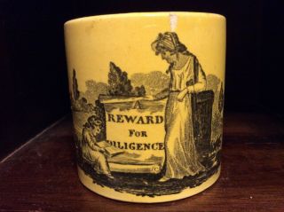 Early Staffordshire Child Canary Mug Diligence Reward Of Merit