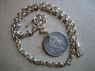 Vintage Unique S/silver Albert - Pocket Watch Chain 17.  1/2in.  Long