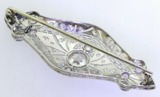 Antique Art Deco Platinum elegant 3.  63CT diamond filigree brooch w/ 1.  65CT ctr. 4
