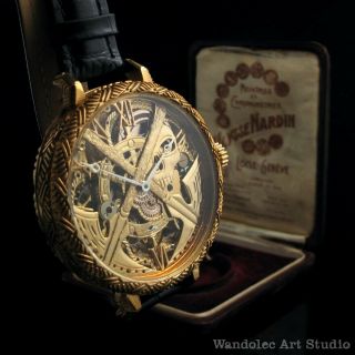 ULYSSE NARDIN intage Men ' s Wristwatch Gold Skeleton Mechanical Mens Wrist Watch 3