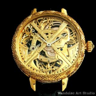 ULYSSE NARDIN intage Men ' s Wristwatch Gold Skeleton Mechanical Mens Wrist Watch 4