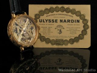ULYSSE NARDIN intage Men ' s Wristwatch Gold Skeleton Mechanical Mens Wrist Watch 6