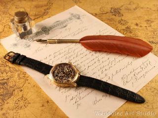 Jaeger LeCoultre Vintage Men ' s Wrist Watch Gold Skeleton Mens Wristwatch Swiss 2