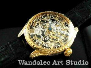 Jaeger LeCoultre Vintage Men ' s Wrist Watch Gold Skeleton Mens Wristwatch Swiss 9