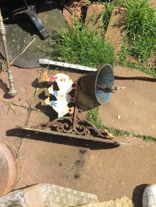 Antique Cast Iron Wall Hanging Bell With Clanger 3 Duck