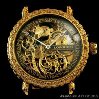 LONGINES Vintage Men ' s Wrist Watch Gold Skeleton Mechanical Mens Wristwatch 3