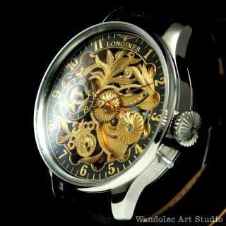 LONGINES Vintage Men ' s Wrist Watch Skeleton Stainless Steel Mens Wristwatches 3