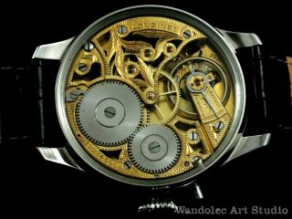 LONGINES Vintage Men ' s Wrist Watch Skeleton Stainless Steel Mens Wristwatches 7