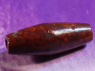 Ancient Indus Red Banded Jasper Bead 14.  3 By 5.  3 Mm Gorgeous Bead Hole