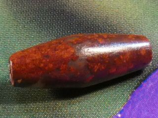 ANCIENT INDUS RED BANDED JASPER BEAD 14.  3 BY 5.  3 MM GORGEOUS BEAD HOLE 3