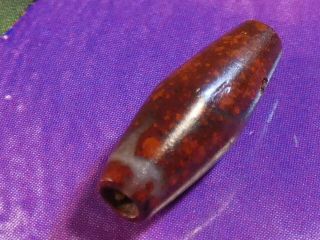 ANCIENT INDUS RED BANDED JASPER BEAD 14.  3 BY 5.  3 MM GORGEOUS BEAD HOLE 4