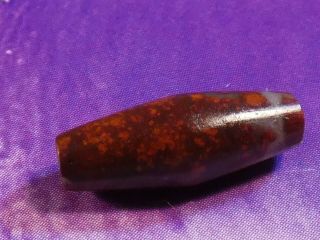 ANCIENT INDUS RED BANDED JASPER BEAD 14.  3 BY 5.  3 MM GORGEOUS BEAD HOLE 5