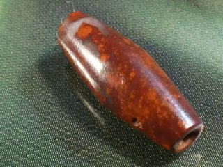 ANCIENT INDUS RED BANDED JASPER BEAD 14.  3 BY 5.  3 MM GORGEOUS BEAD HOLE 7