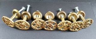 7 Antique Vintage French Provincial Brass Floral Knobs Pulls Handles Z48