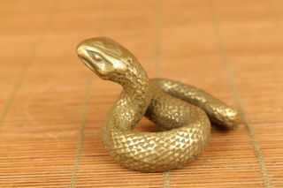 Rare Old Bronze Hand Casting Snake Statue Figure Table Home Decoration