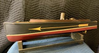 RARE Antique H.  E.  Boucher Wooden Steam Powered Motor Yacht/Boat 1905 - 1920’s 2