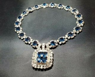 Vintage Jomaz Blue Sapphire And Crystal Necklace