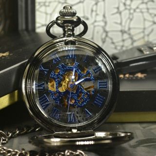Mechanical Pocket Watch Men Antique Luxury Necklace Pocket Fob Watches Chain
