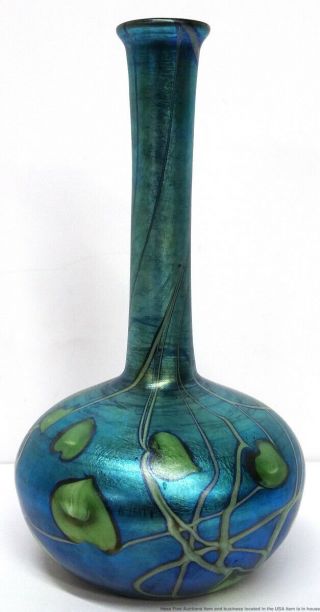 Louis Comfort Tiffany Antique Favrile Iridescent Aurene Peacock Vase 4680 2
