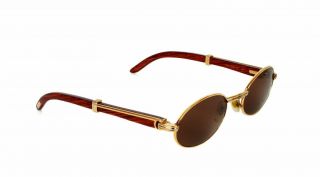 Cartier Sully Sunglasses Palisander Wood Rare Vintage