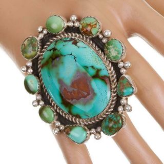 Xxl Navajo Turquoise Ring Sterling Silver Natural Pilot Mt Kenneth Jones 7.  5