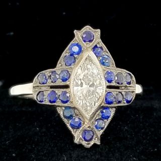 Platinum Vintage Antique Art Deco Ring Marquise Diamond 0.  65ct