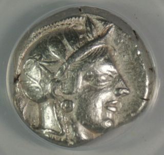 Ancient Attica Athens 454 - 404 BC Athena Owl Tetradrachm Silver Coin ANACS EF40 3