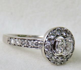 VINTAGE 1.  17 CT.  BRILLIANT CUT DIAMOND with HALO 14K WHITE GOLD ENGAGEMENT RING 3