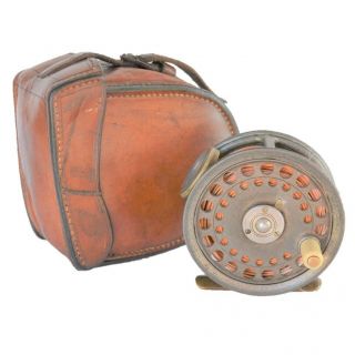 Hardy St.  George Rare Antique 1923 - 24 3 " Vintage 4 - 6 Wt Fly Reel W/ Leather Case