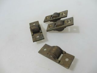 Vintage Brass Furniture Castors Trolley Wheels Art Deco Antique Old X4