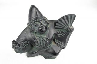 843 Japanese Ceramic Monkey Saru Temple Uniform Statue Figurine Fan Black