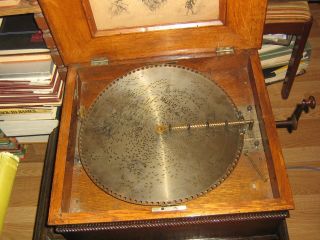 Antique REGINA 15 1/2” Disk Music Box with 4 Disks,  Mahogany 12