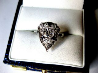 Antique Edwardian Filigree Platinum Ring:diamonds & Sapphires,  Circa 1910 