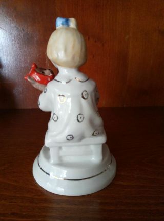 Soviet girl with a teddy bear,  a bear toothache Russian porcelain figurine 266ud 7