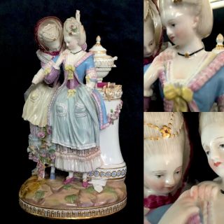 Antique Large Size And Heavy Meissen Porcelain Group Figure Rococo Rare
