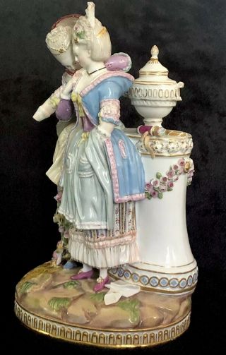 Antique Large Size And Heavy meissen porcelain Group Figure Rococo Rare 4