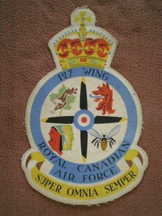 Ww2 127 Wing Royal Canadian Air Force Printed Oil Cloth Badge Large