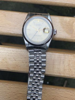 Vintage Rare Rolex Oyster Perpetual DateJust White Gold Bazel Reference 1601 10