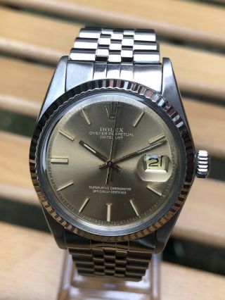 Vintage Rare Rolex Oyster Perpetual Datejust White Gold Bazel Reference 1601