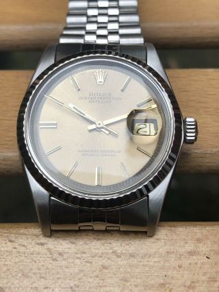 Vintage Rare Rolex Oyster Perpetual DateJust White Gold Bazel Reference 1601 2