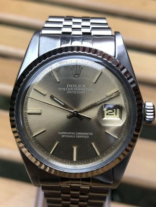 Vintage Rare Rolex Oyster Perpetual DateJust White Gold Bazel Reference 1601 4