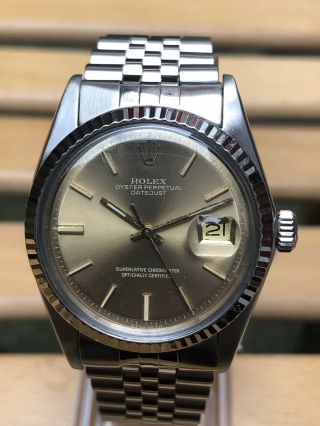 Vintage Rare Rolex Oyster Perpetual DateJust White Gold Bazel Reference 1601 6