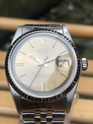 Vintage Rare Rolex Oyster Perpetual DateJust White Gold Bazel Reference 1601 7