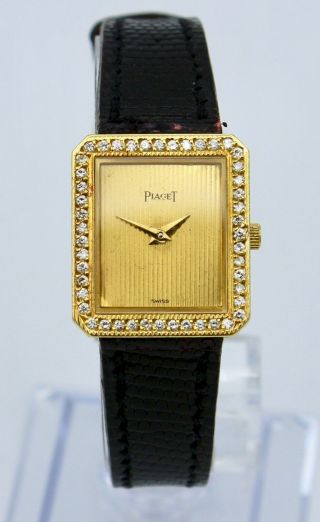 Vintage 18k Gold Piaget Diamond Bezel Watch Women 