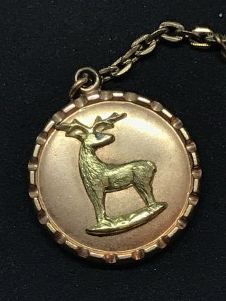 Antique Victorian Pocket Watch Chain With Elk Fob.