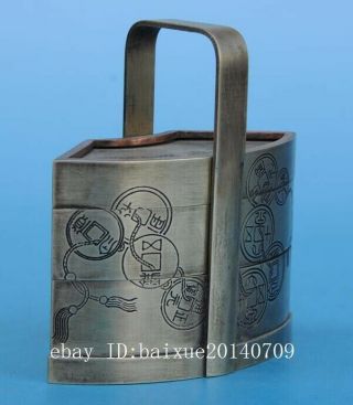 Old Chinese copper hand - carved sector Small hamper b02 2