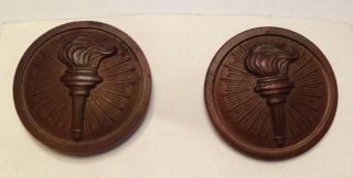 2 Wwi Military Us Army Uniform Collar Disc Pins Rotc Flaming Torch