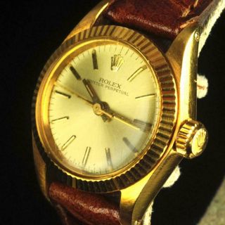 ☆ Ladies Rolex Oyster Perpetual Automatic 18k Gold Ref 6719 Near Watch ☆