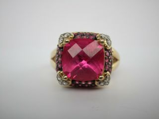 LARGE 14K GOLD RING WITH RUBIES RUBY DIAMONDS COCKTAIL VINTAGE WEARABLE ART 2